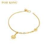 POH KONG 916/22K Yellow Gold Hollow Clover And Heart Bracelet