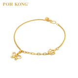 POH KONG 916/22K Yellow Gold Butterfly And Heart Bracelet