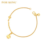 POH KONG 916/22K Yellow Gold Clover And Heart Bracelet