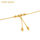 POH KONG 916/22K Yellows Gold Dangle Double Drop Beads Necklace