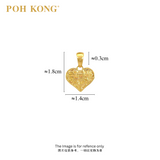 POH KONG 916/22K Yellow Gold Auspicious Character For "CaiMan" Heart Shape Pendant