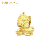 POH KONG 999/24K Yellow Gold Lion Dance With YuanBao Charm