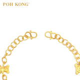 POH KONG 916/22K Yellow Gold Bear and Heart Charm Bracelet