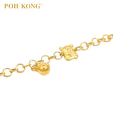 POH KONG 916/22K Yellow Gold Bear and Heart Charm Bracelet