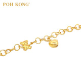 POH KONG 916/22K Yellow Gold Bear and Heart Charm Bracelet