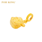 POH KONG 916/22K Yellow Gold Money God With Ancient Coin Pendant