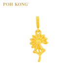 POH KONG 916/22K Yellow Gold Daisy Flower With Leaf Pendant
