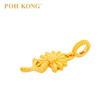 POH KONG 916/22K Yellow Gold Daisy Flower With Leaf Pendant