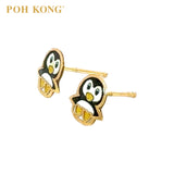 POH KONG 916/22K Yellow Gold Enamel Penguin Stud Earrings