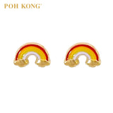 POH KONG 916/22K Yellow Gold Enamel Rainbow Stud Earrings