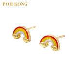 POH KONG 916/22K Yellow Gold Enamel Rainbow Stud Earrings