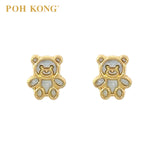POH KONG 916/22K Yellow Gold Mother Of Pearl Bear Stud Earrings