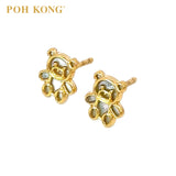 POH KONG 916/22K Yellow Gold Mother Of Pearl Bear Stud Earrings