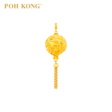 POH KONG 916/22K Yellow Gold Happy Love Fortune Cloud Dragon Tassel Pendant