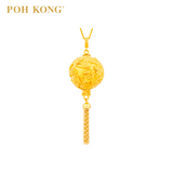 POH KONG 916/22K Yellow Gold Happy Love Fortune Cloud Dragon Tassel Pendant