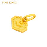 POH KONG 916/22K Gold Pixel Heart Pendant