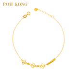 POH KONG 750/18K Yellow Gold Four Leaf Clover With Beads Bracelet