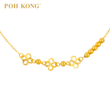 POH KONG 750/18K Yellow Gold Four Leaf Clover With Beads Bracelet