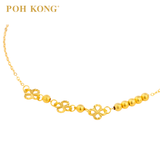 POH KONG 750/18K Yellow Gold Four Leaf Clover With Beads Bracelet