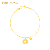 POH KONG 750/18K Yellow Gold  Textured Circle and Star Bracelet
