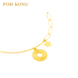 POH KONG 750/18K Yellow Gold  Textured Circle and Star Bracelet