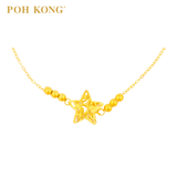 POH KONG 750/18K Yellow Gold Star With Beads Bracelet