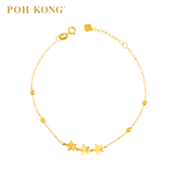 POH KONG 750/18K Yellow Gold Triple Star With Beads Bracelet
