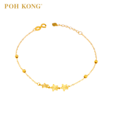 POH KONG 750/18K Yellow Gold Triple Star With Beads Bracelet