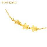 POH KONG 750/18K Yellow Gold Triple Star With Beads Bracelet