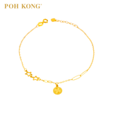 POH KONG 750/18K Yellow Gold Double Star With Textured Circle Bracelet
