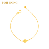 POH KONG 750/18K Yellow Gold Lucky Star Four Leaf Clover Bracelet