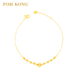 POH KONG 750/18K Yellow Gold Textured Clover With Beads Bracelet