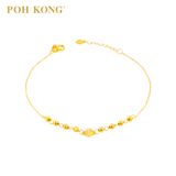 POH KONG 750/18K Yellow Gold Textured Clover With Beads Bracelet