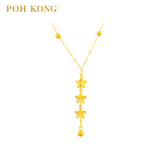 POH KONG 750/18K Yellow Gold Triple Star With Beads Necklace