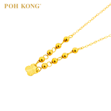 POH KONG 750/18K Yellow Gold Textured Clover With Beads Necklace