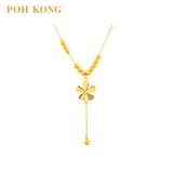 POH KONG 750/18K Yellow Gold Flower With Beads Necklace