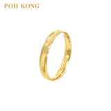 POH KONG 916/22K Yellow Gold Arc-Shaped Lines Wedder Ring