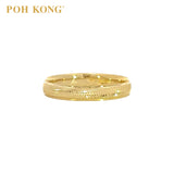 POH KONG 916/22K Yellow Gold Arc-Shaped Lines Wedder Ring