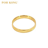 POH KONG 916/22K Yellow Gold Arc-Shaped Lines Wedder Ring