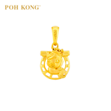 POH KONG 916/22K Gold Auspicious Blessing Horse Horseshoe Pendant