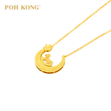 POH KONG 916/22K Yellow Gold Lucky Horse Crescent Pendant Necklace