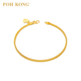 POH KONG 916/22K Yellow Gold Machine Carved V Shape Bracelet