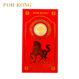 POH KONG 999.9/24K Yellow Gold Horse Blessing Coin Red Packet
