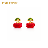POH KONG 916/22K Yellow Gold Enamel Design Cherry Earring
