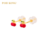 POH KONG 916/22K Yellow Gold Enamel Design Cherry Earring