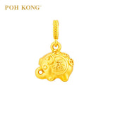 POH KONG 916/22K Yellow Gold Golden "Fu" Elephant Pendant