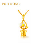POH KONG 999/24K Yellow Gold Daisy Pot Pendant
