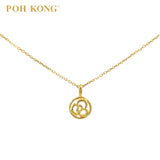 POH KONG 916/22K  Yellow Gold Rosebud Circle Chain Necklace