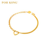 POH KONG 916/22K Yellow Gold Heart Shaped Bracelet