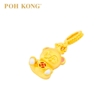 POH KONG 916/22K Yellow Gold Ancient Coin Bear With Enamel Pendant